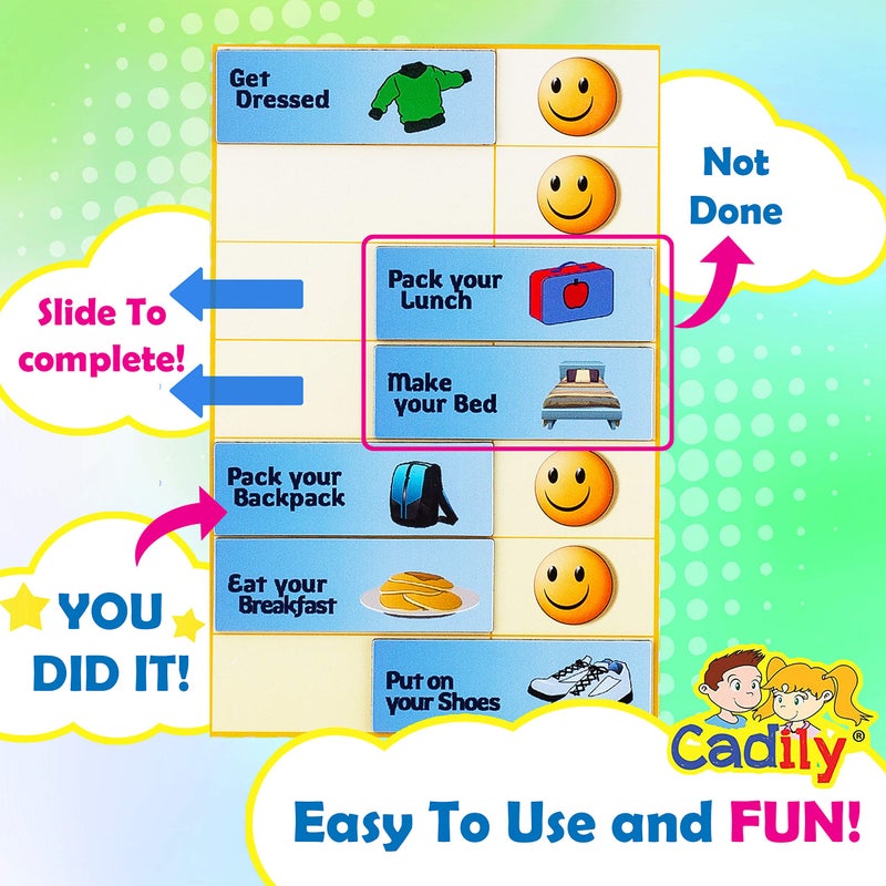 Cadily Magnetic Chore Chart for Kids at Home, Morning & Bedtime Routine Task List, Dry Erase Toddler Responsibility Chart-Hang Chore Board on Wall or Refrigerator, Visual Toddler Routine Board, Reward System - Image 3
